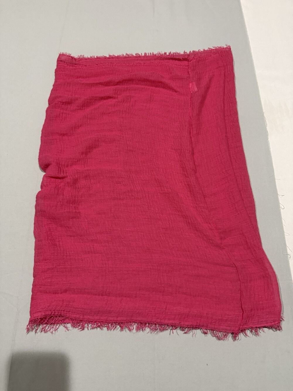 Hot Pink Fuchsia Oversized Scarf Wrap Shawl Frayed Fringe Lightweight Sheer